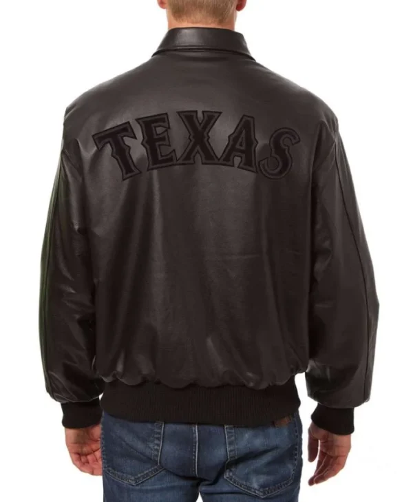 Texas Rangers Leather Black Varsity Jacket