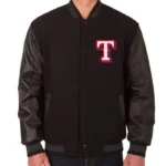 Texas Rangers Black Varsity Wool/Leather Jacket