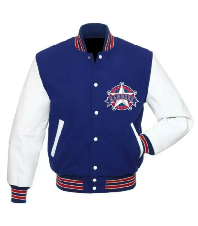 Texas Rangers Blue and White Varsity Jacket