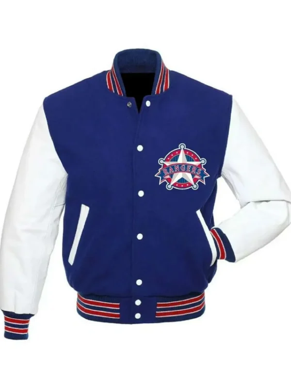 Texas Rangers Blue and White Varsity Jacket