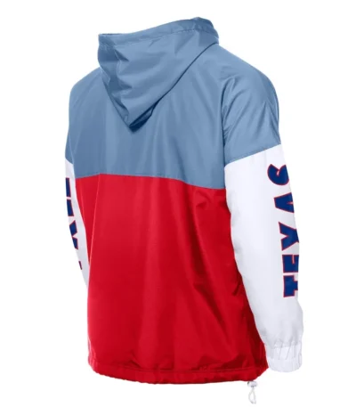 Texas Rangers Color Block Red-Light Blue Hoodie Windbreaker