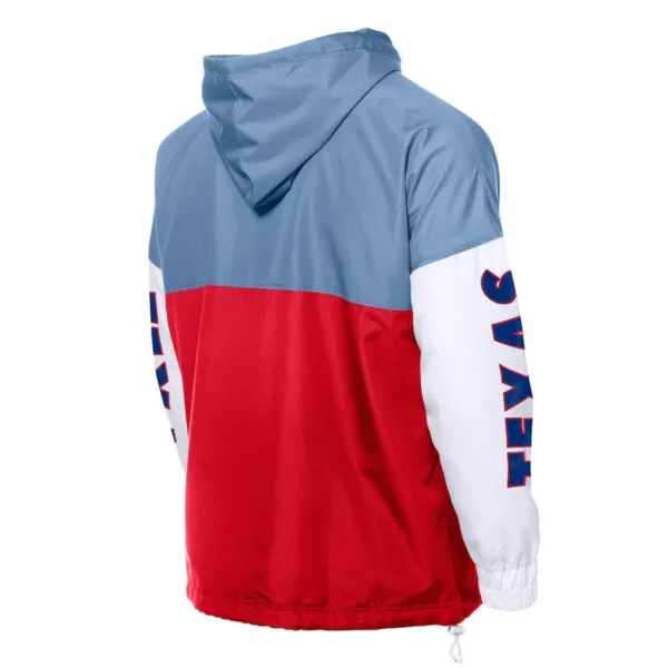 Texas Rangers Color Block Red-Light Blue Hoodie Windbreaker