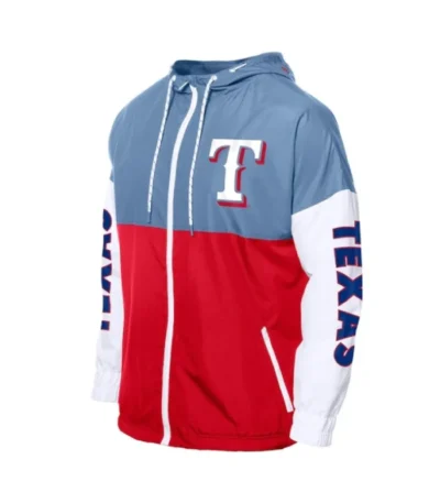 Texas Rangers Color Block Windbreaker Hoodie
