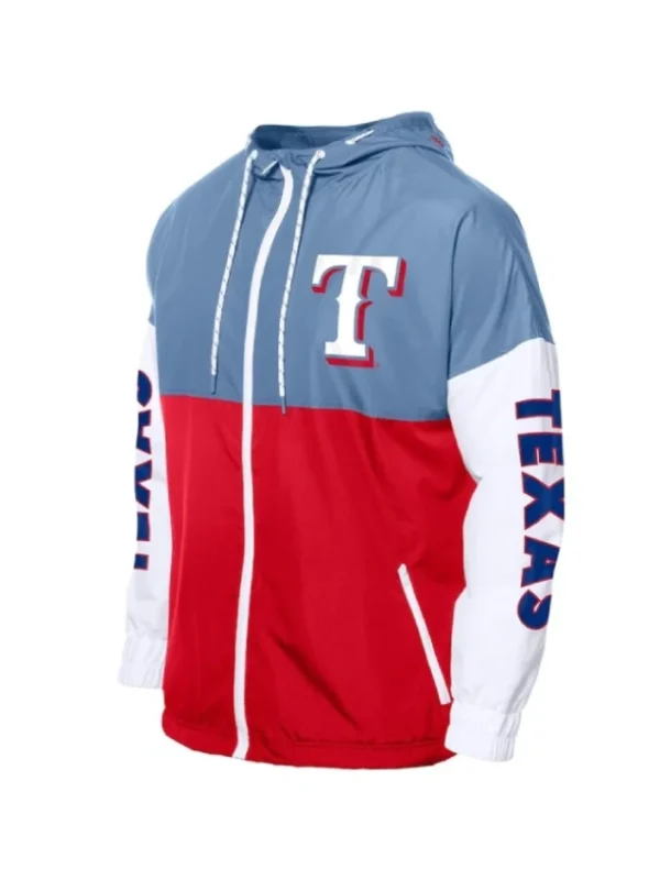 Texas Rangers Color Block Windbreaker Hoodie