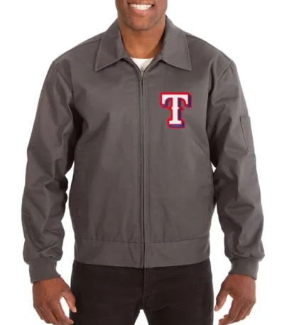 Texas Rangers Full-Zip Cotton Grey Jacket