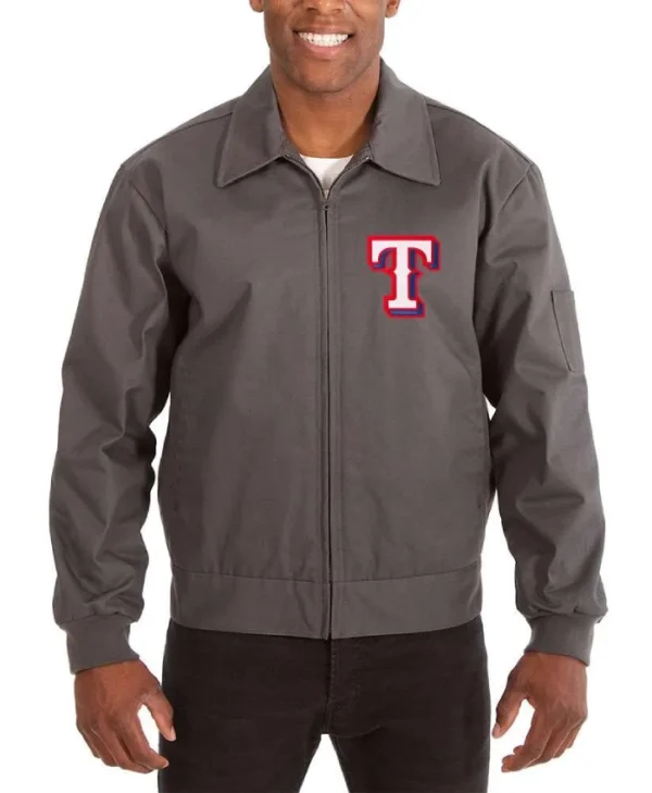 Texas Rangers Full-Zip Cotton Grey Jacket