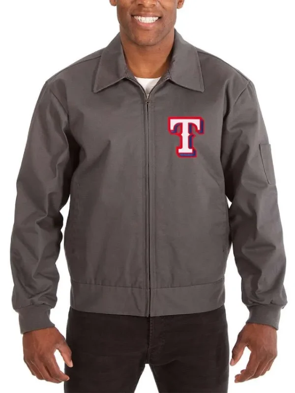 Texas Rangers Full-Zip Cotton Grey Jacket
