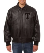 Texas Rangers Leather Black Varsity Jacket
