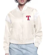Printed Logo Texas Rangers Varsity Satin Jacket