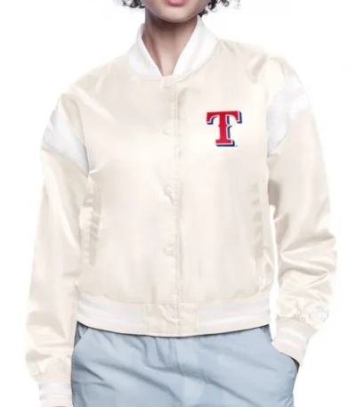 Printed Logo Texas Rangers Varsity Satin Jacket