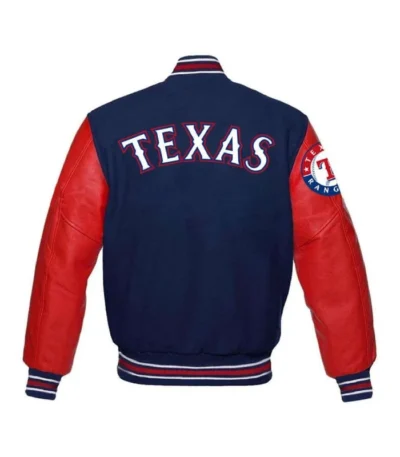 Texas Rangers Red and Blue Wool/Leather Varsity Jacket