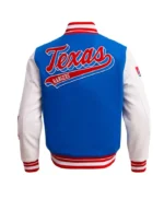 Texas Rangers Script Tail Classic Rib Varsity Jacket