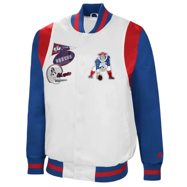 The All-American New England Patriots White-Royal Satin Jacket