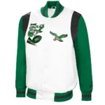 The All-american Retro Philadelphia Eagles White kelly Green Satin Jacket