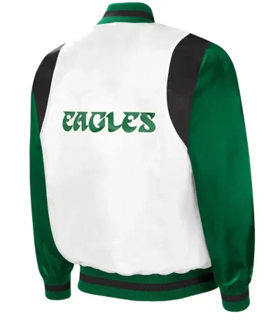 The All-american Retro Philadelphia Eagles White kelly Green Satin Jacket