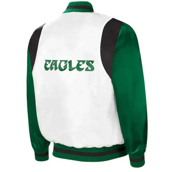The All-american Retro Philadelphia Eagles White kelly Green Satin Jacket