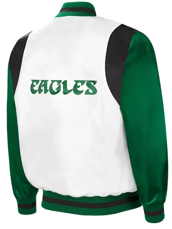The All-american Retro Philadelphia Eagles White kelly Green Satin Jacket