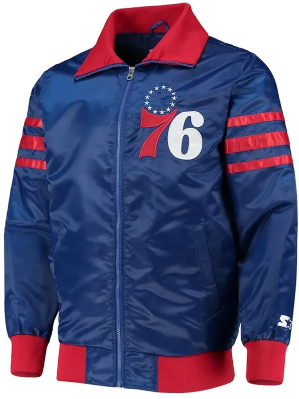 The Captain II Philadelphia 76ers Royal Satin Jacket
