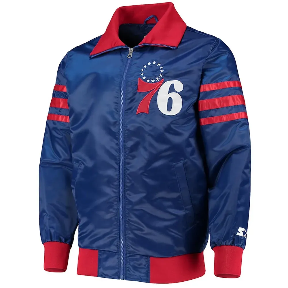 The Captain II Philadelphia 76ers Royal Satin Jacket The Captain II Philadelphia 76ers Royal Satin Jacket