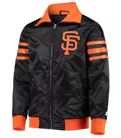The Captain II San Francisco Giants Black Full-Snap Satin Jacket