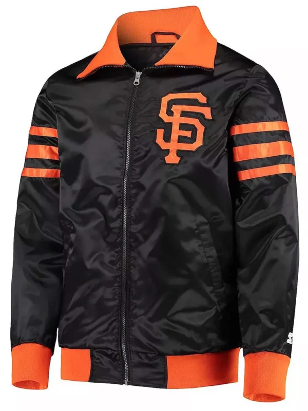 The Captain II San Francisco Giants Black Full-Snap Satin Jacket