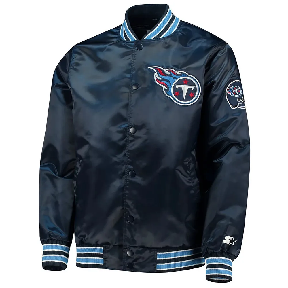 The Diamond Tennessee Titans Satin Navy Jacket The Diamond Tennessee Titans Satin Navy Jacket