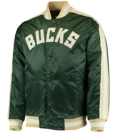 The Offensive Milwaukee Bucks Varsity Green Satin Jacket