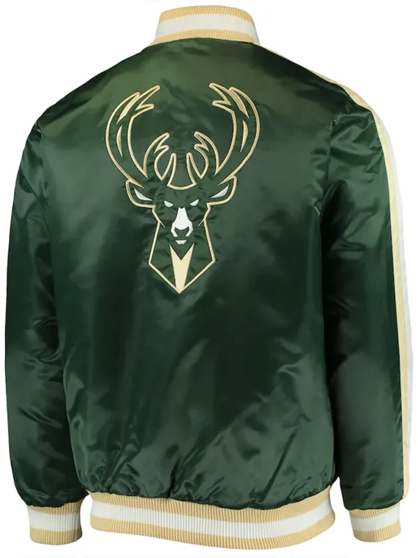 The Offensive Milwaukee Bucks Varsity Green Satin Jacket