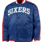 The Offensive Philadelphia 76ers Varsity Royal Blue Satin Full-Snap Jacket
