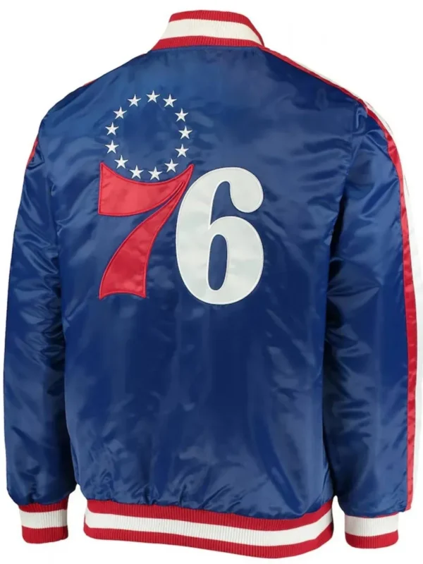 The Offensive Philadelphia 76ers Varsity Royal Blue Satin Full-Snap Jacket