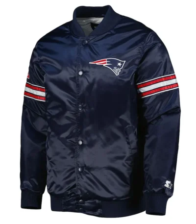 The Pick and Roll New England Patriots Navy Blue Satin Jacket