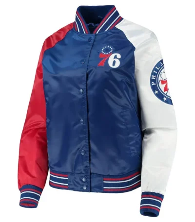 The Prospect Philadelphia 76ers Royal/Red Satin Jacket