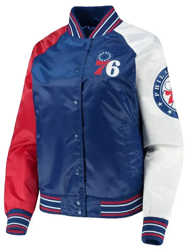 The Prospect Philadelphia 76ers Royal/Red Satin Jacket
