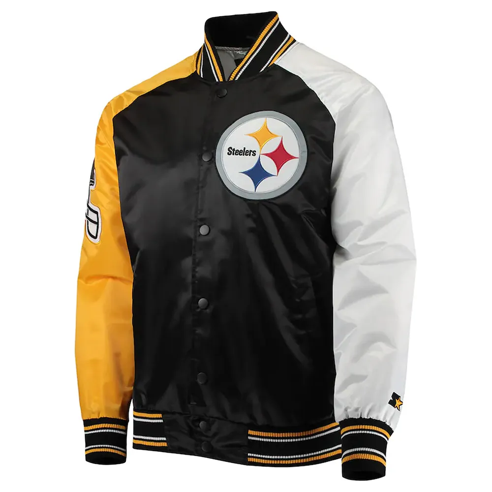 The Reliever Pittsburgh Steelers Varsity Satin Jacket The Reliever Pittsburgh Steelers Varsity Satin Jacket