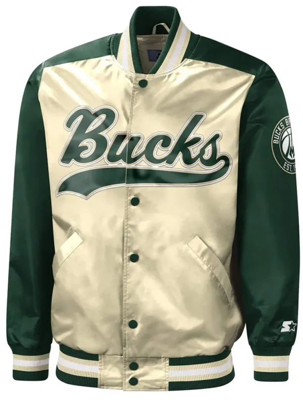 The Tradition Ii Milwaukee Bucks Green And Cream Satin Jacket