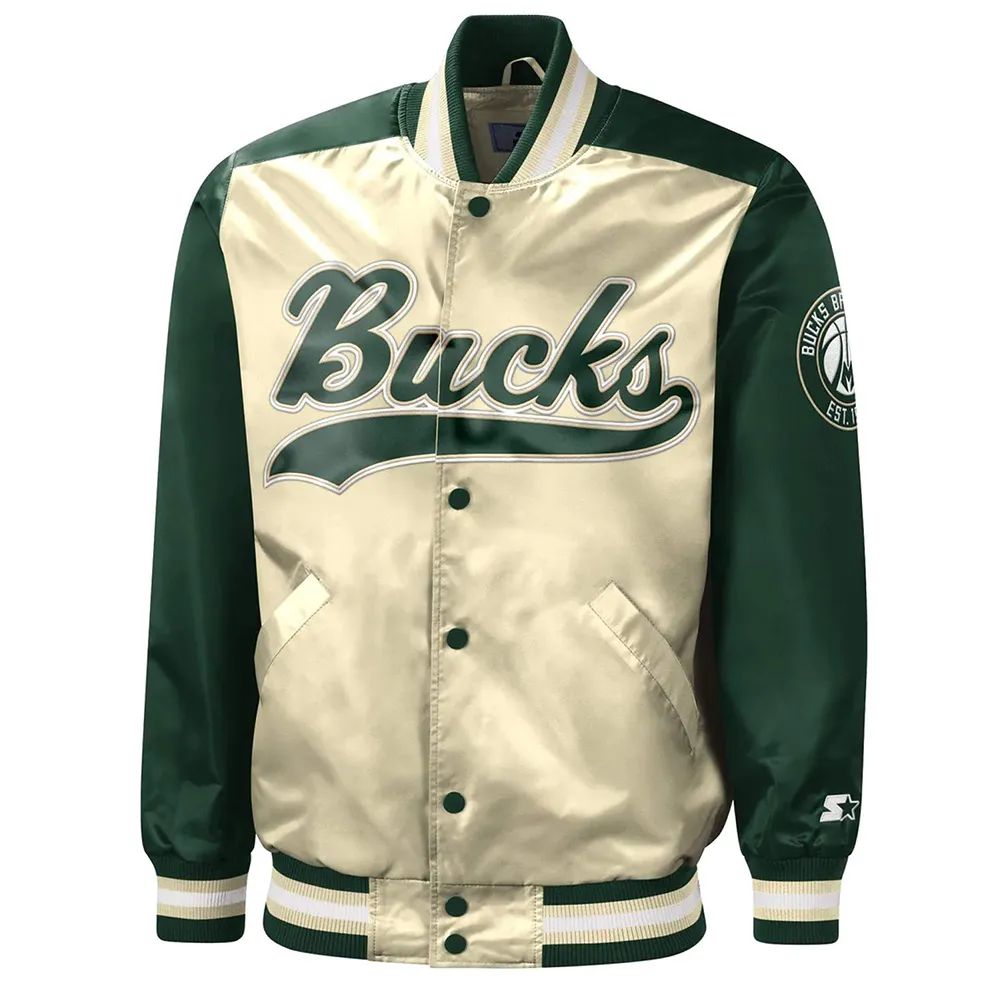 The Tradition Ii Milwaukee Bucks Green And Cream Satin Jacket The Tradition Ii Milwaukee Bucks Green And Cream Satin Jacket