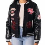The Wild Collective San Francisco 49ers Black Varsity Jacket