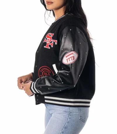 The Wild Collective San Francisco 49ers Black Varsity Jacket