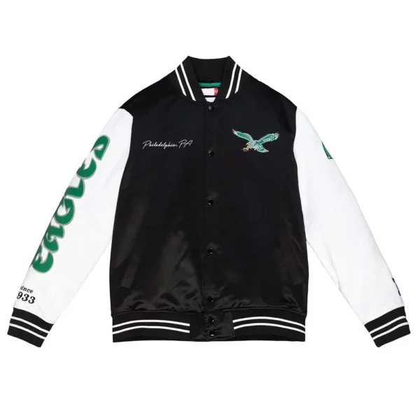 Throwback 2-tone Philadelphia Eagles Varsity Satin Jacket
