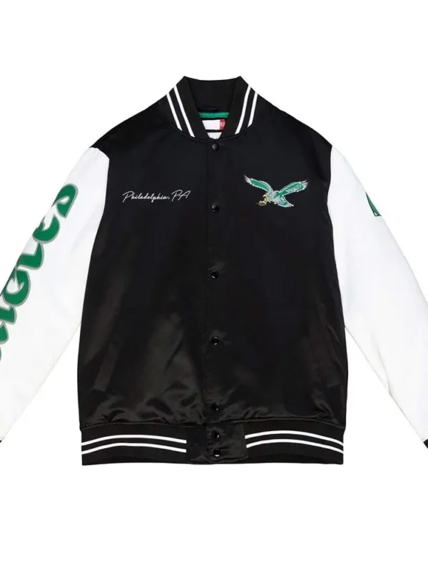 Throwback 2-tone Philadelphia Eagles Varsity Satin Jacket
