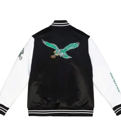 Throwback 2-tone Philadelphia Eagles Varsity Satin Jacket