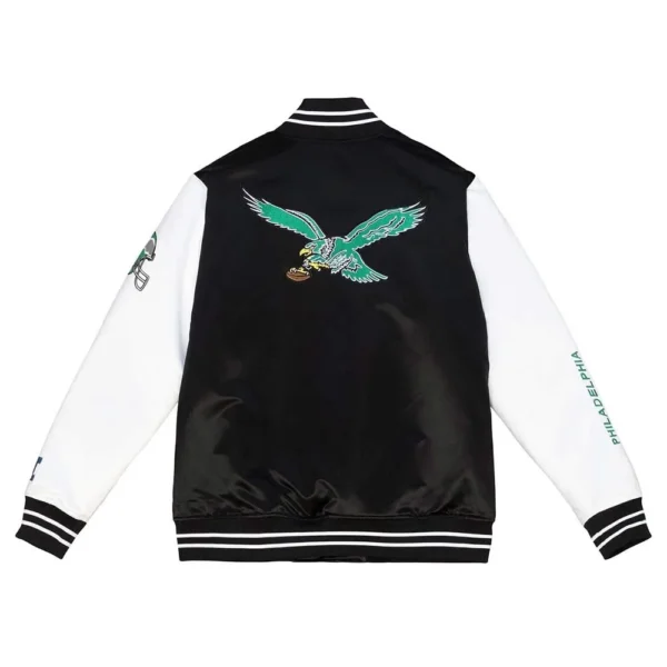Throwback 2-tone Philadelphia Eagles Varsity Satin Jacket