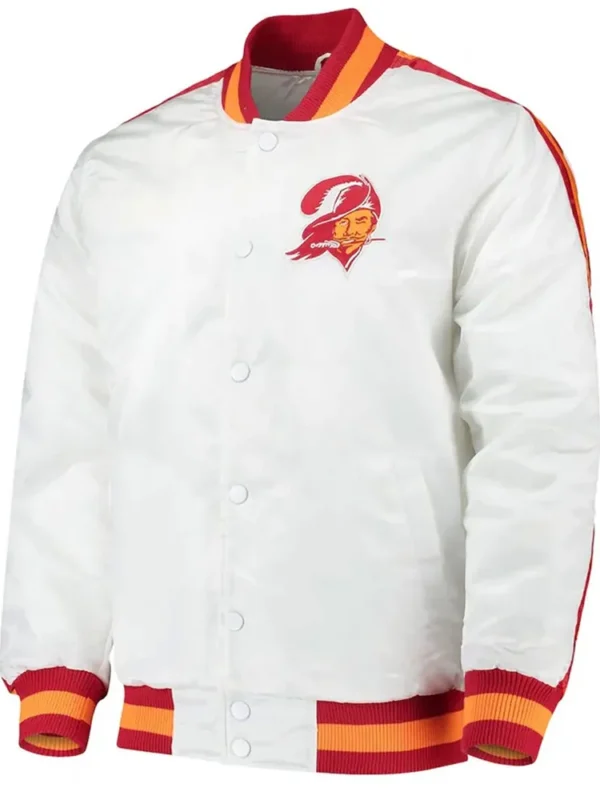 Throwback D-Line Tampa Bay Buccaneers White Satin Jacket