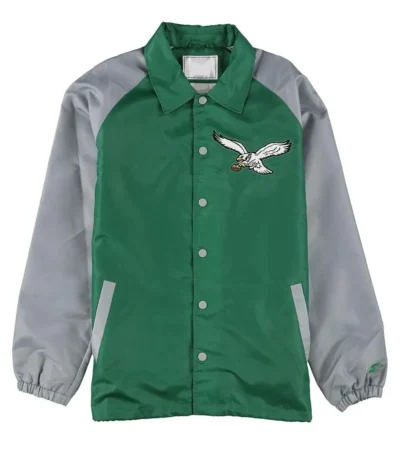 Throwback Logo Philadelphia Eagles Green And Gray Jacket