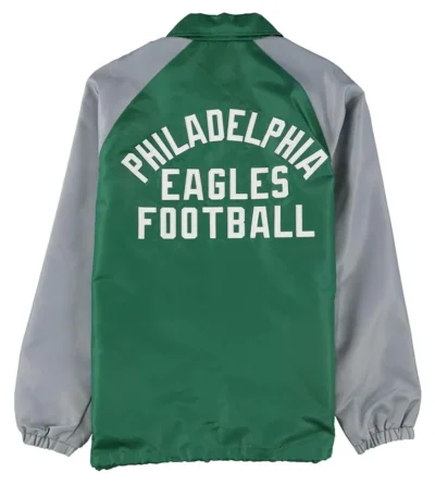 Throwback Logo Philadelphia Eagles Green And Gray Jacket