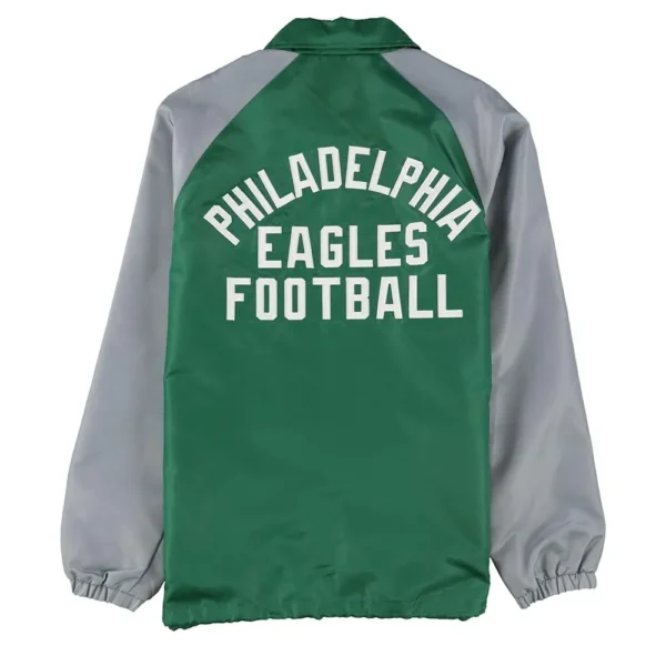 Throwback Logo Philadelphia Eagles Green And Gray Jacket