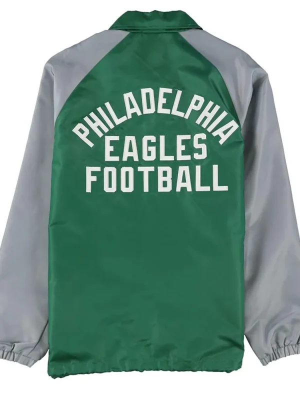 Throwback Logo Philadelphia Eagles Green And Gray Jacket