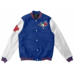 Toronto Blue Jays Blue and White Wool/Leather Varsity Jacket