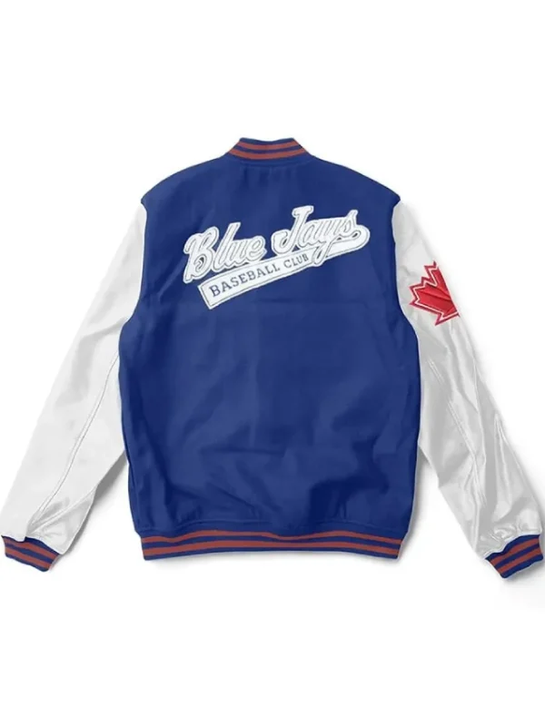 Toronto Blue Jays Blue and White Wool/Leather Varsity Jacket