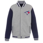 Toronto Blue Jays Gray and Navy Varsity Wool Jacket
